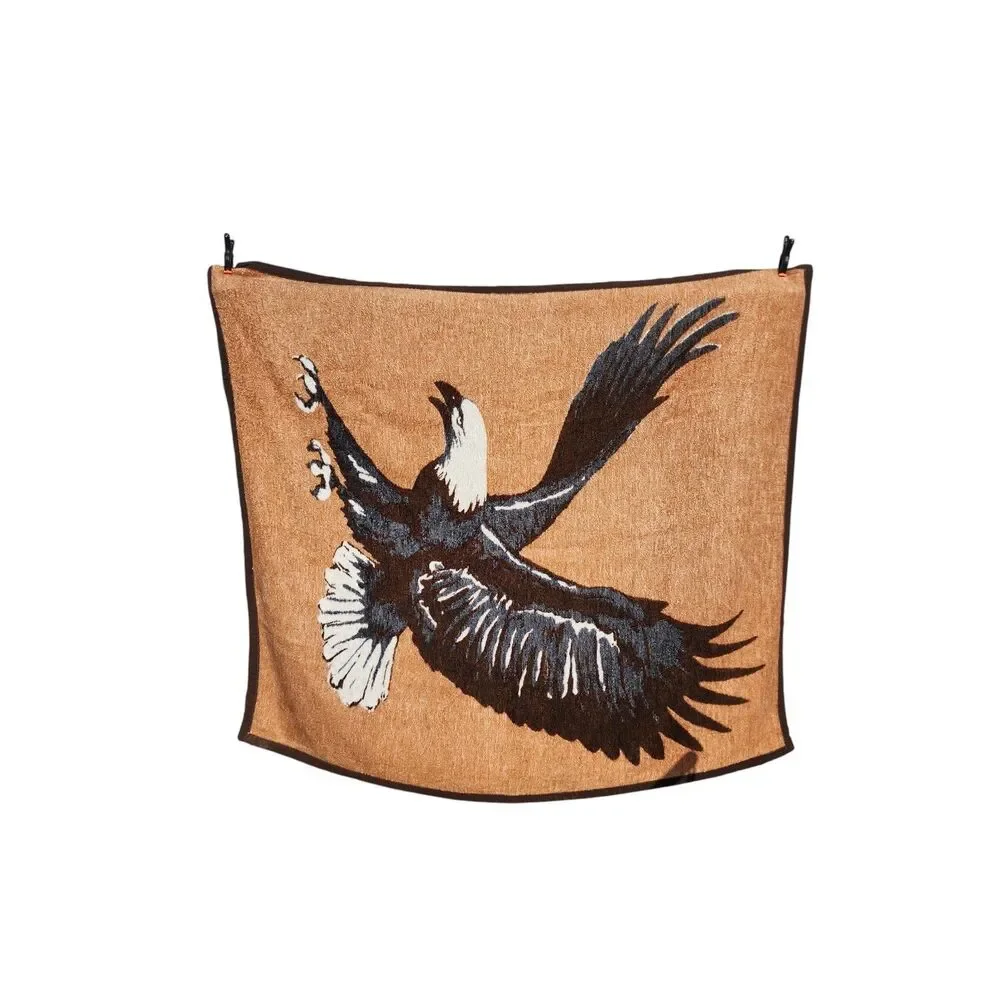 Vintage Eagle Wildlife Blanket 68x60 Acrylic Reversible Throw Rustic Cabin Decor